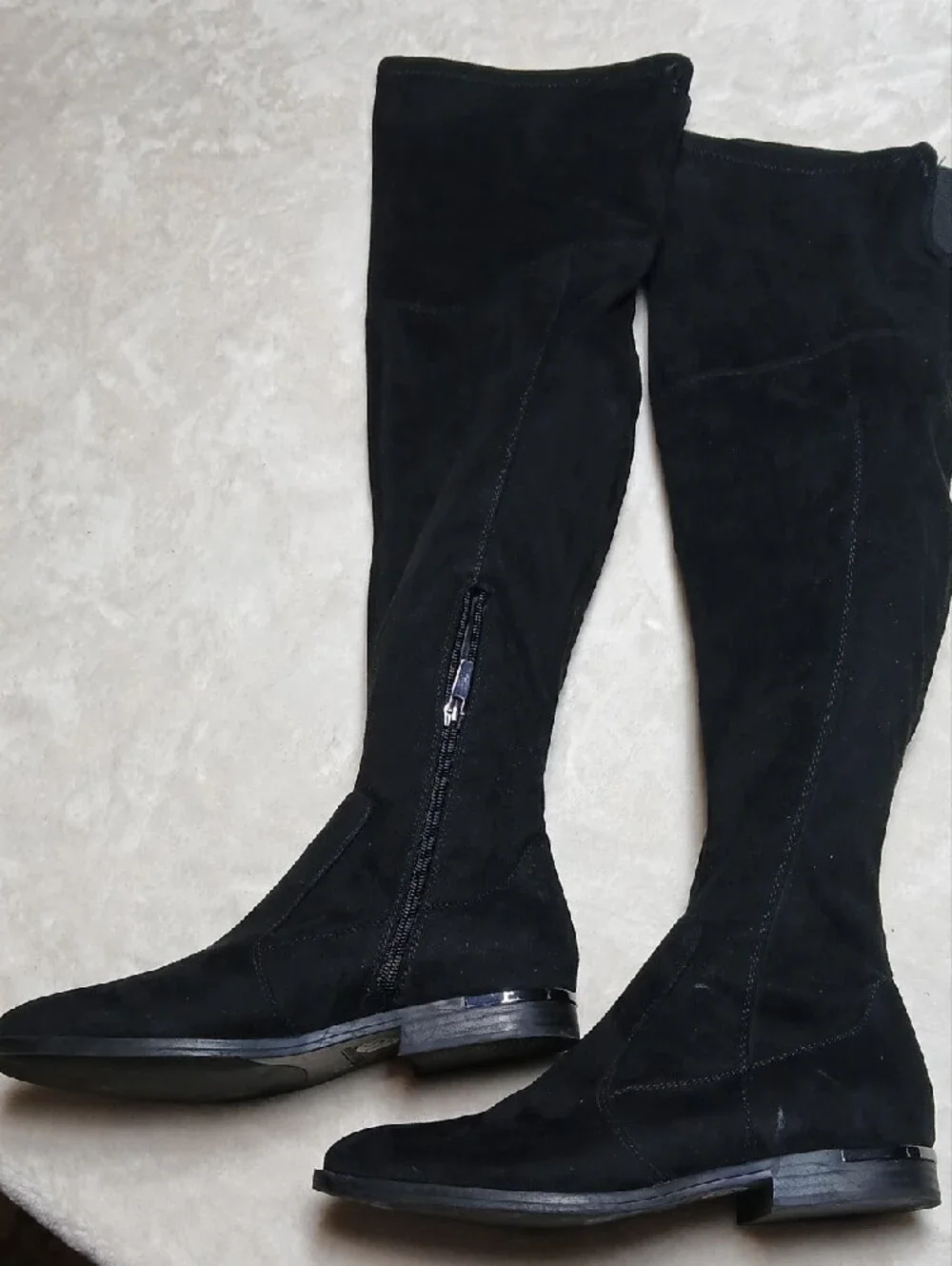 Marc Fisher Black Faux Suede Over-the-Knee Zip Boots Size 6.5